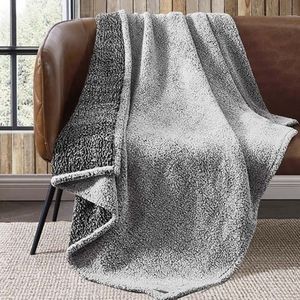Eddie Bauer Charcoal Mingled Sherpa Throw Blanket, 50 x 60